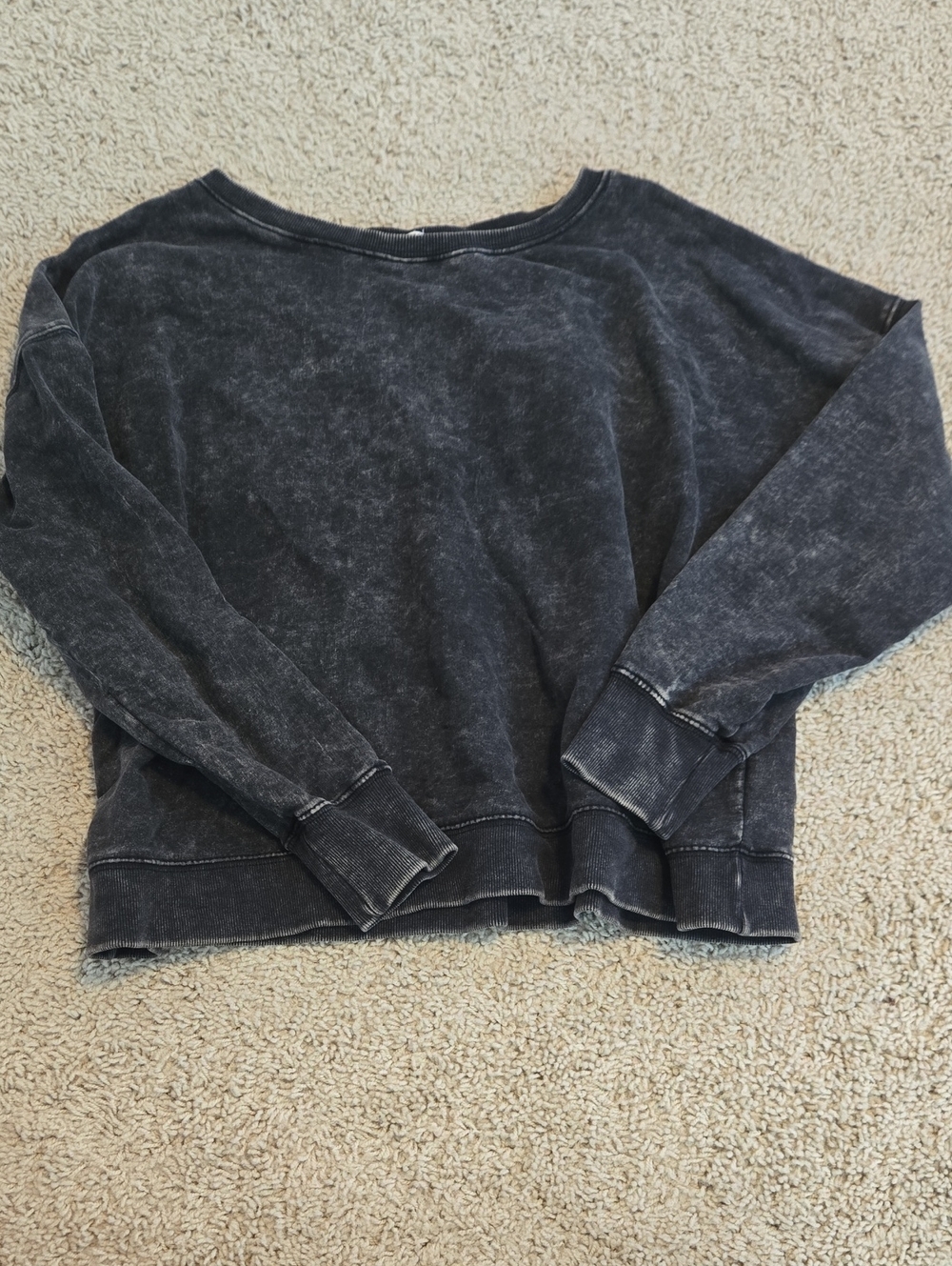 Acid Washed Black Long Sleeve Tee Zenana Large